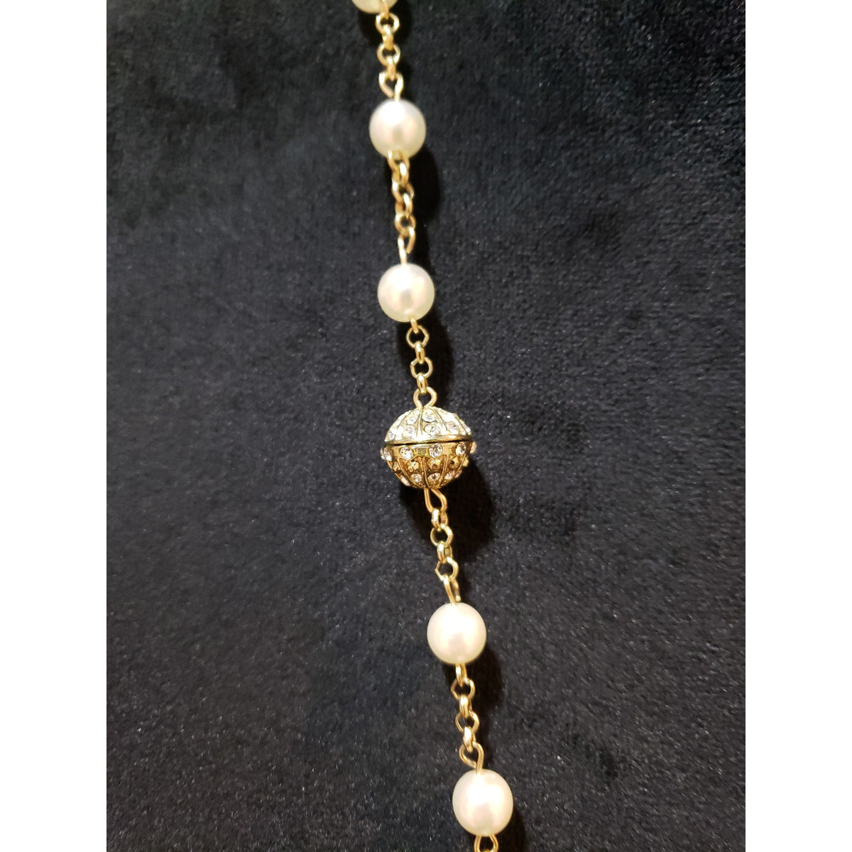 Womens Vtg Napier Faux Pearl Stations Beaded Gold Tone Chain Necklace
