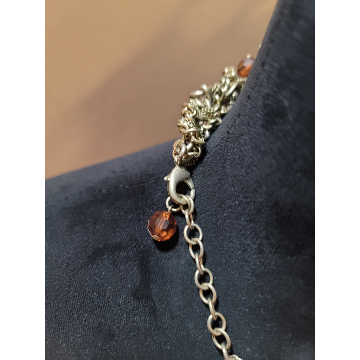 Women’s Amber Crystal Multi Chain Fashion Necklace With Lobster's Clasp