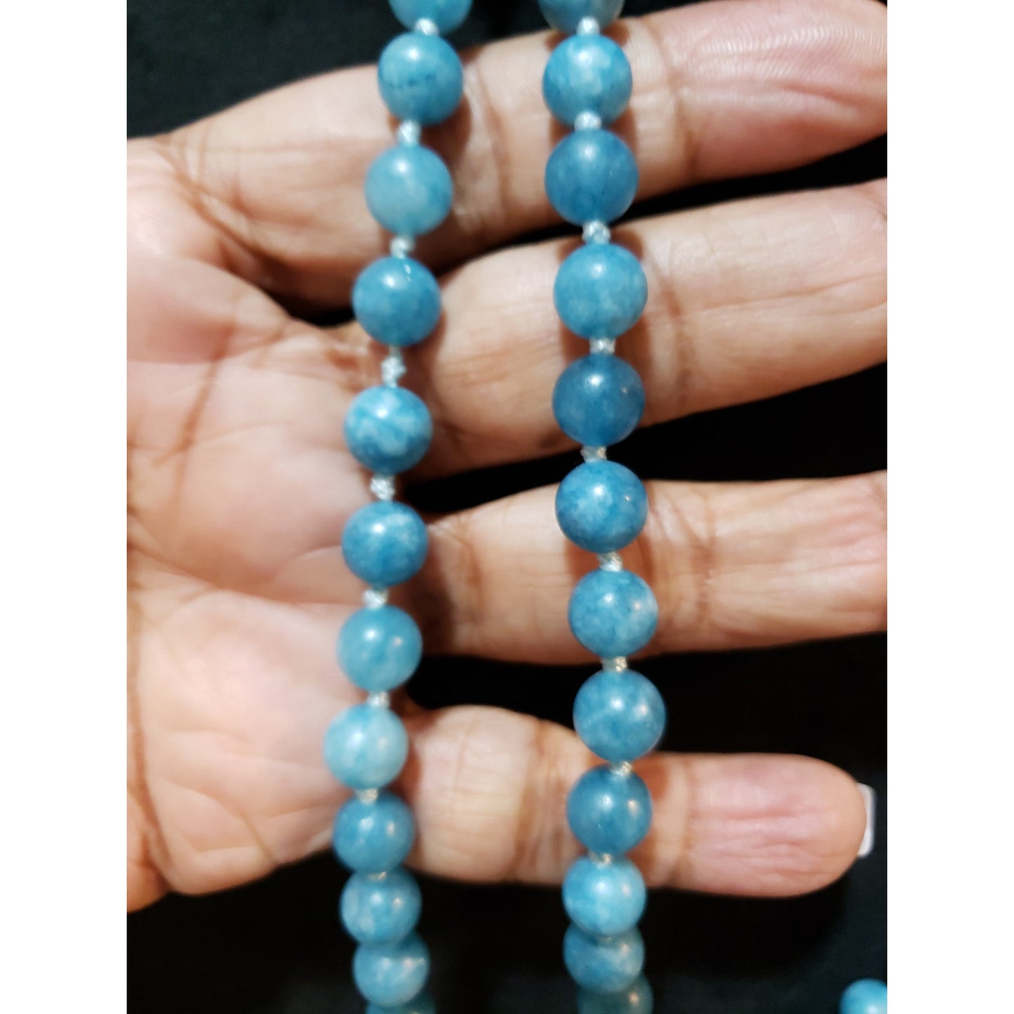 Women Boho 2 Strand Round Turquoise Beaded Heart Pendant Tassel Necklace Jewelry