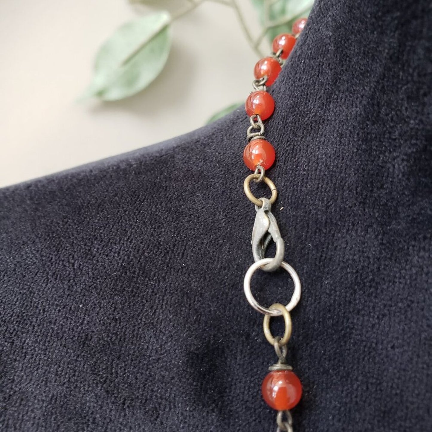 Women Orange Crystal Bead Ball Chain Pendant Necklace Jewelry with Lobster Clasp