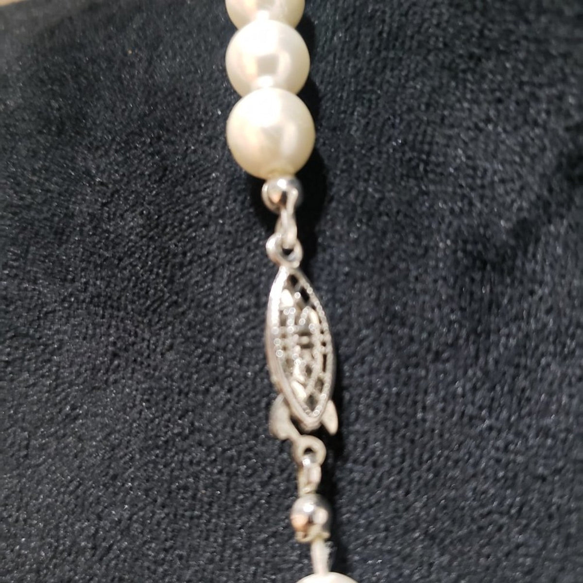 Womens Fashion Blue Color Rhinestone Natural Faux Pearl Beaded Collar Necklace