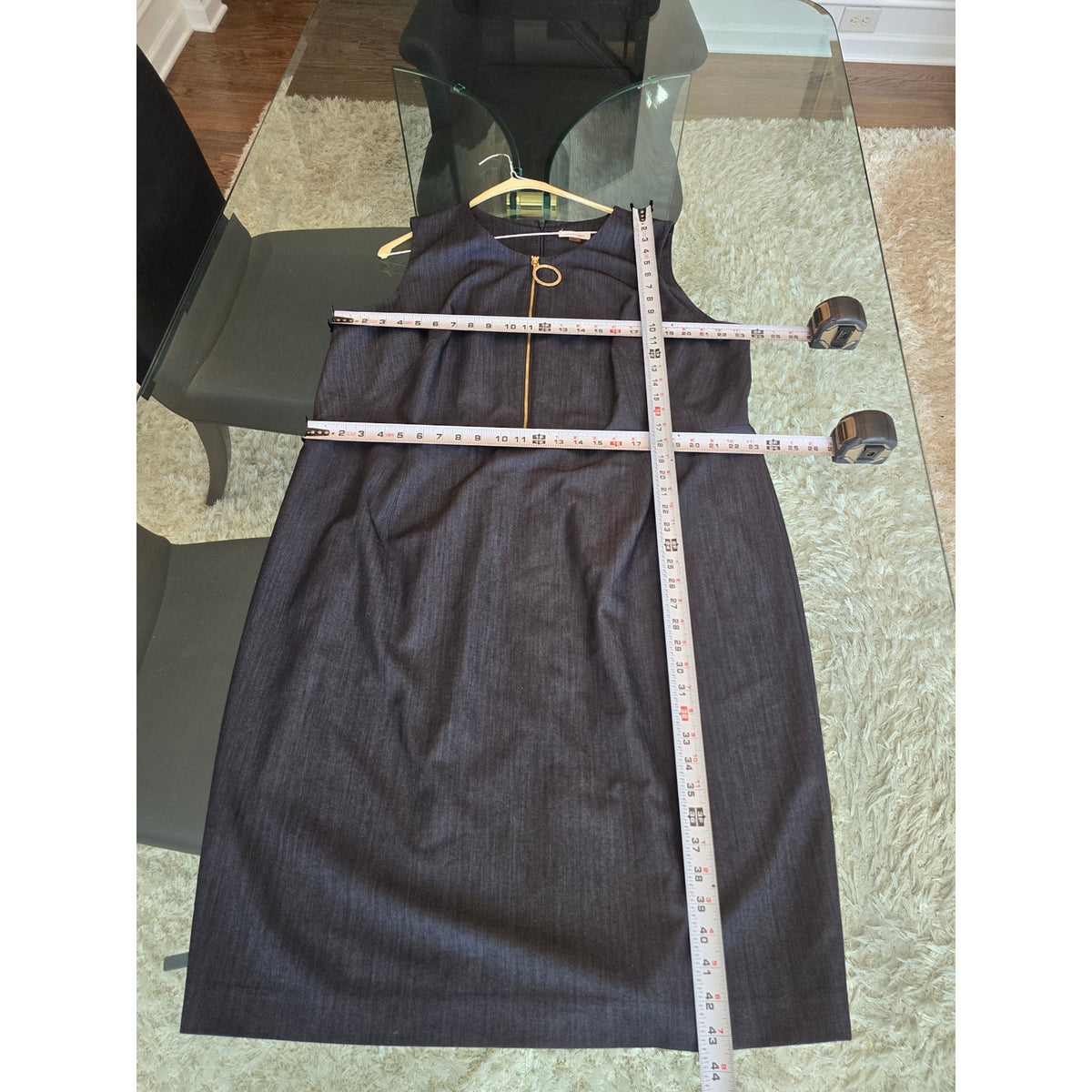 Calvin Klein Sheath Dress Women's Size 20W Black Front Ring Zipper Sleeveless