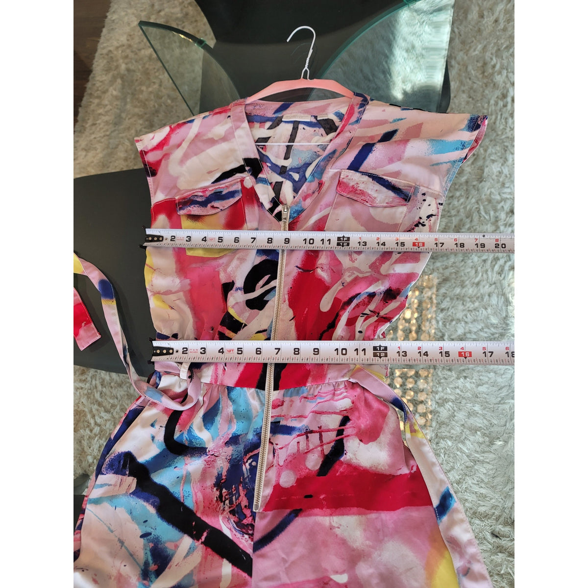 New York & Company Abstract Print Jumpsuit Women's Size Small Multicolor