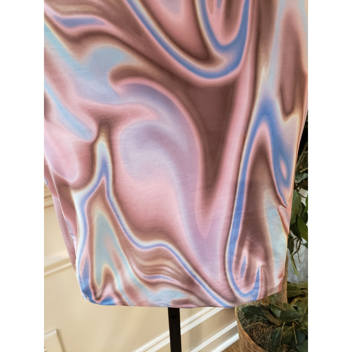 Tic Toc Dress Women Large Pink Multicolor Swirl Cutout Bodycon Sleeveless
