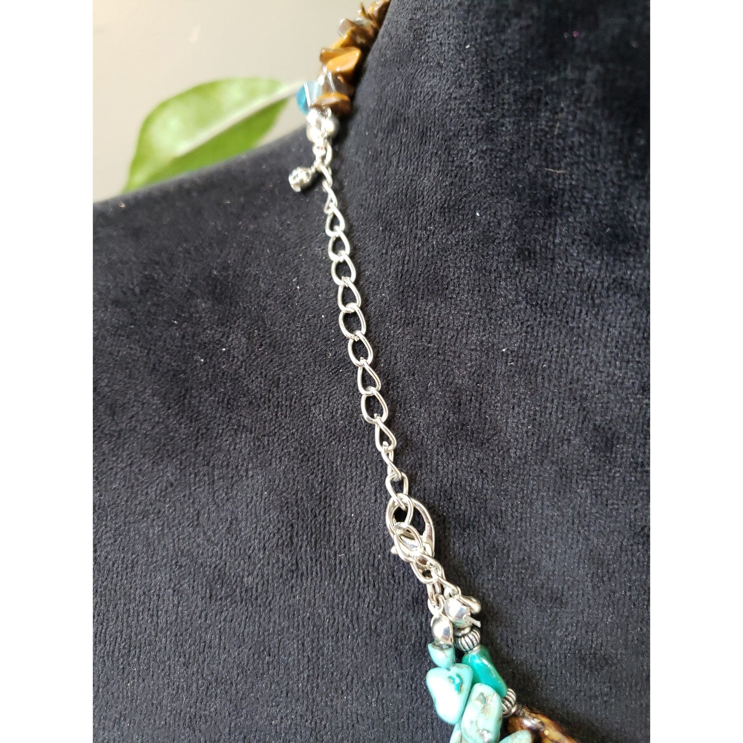 Womens 2 Strand Multi Chunky Biwa Turquoise Faux Pearls Glass Beaded Necklace