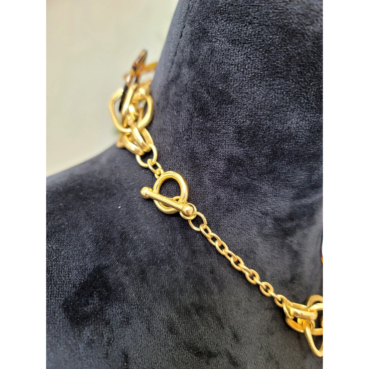 Women's Tortoise Statement Necklace Layered Gold Oval Link Chain Fashion Necklace