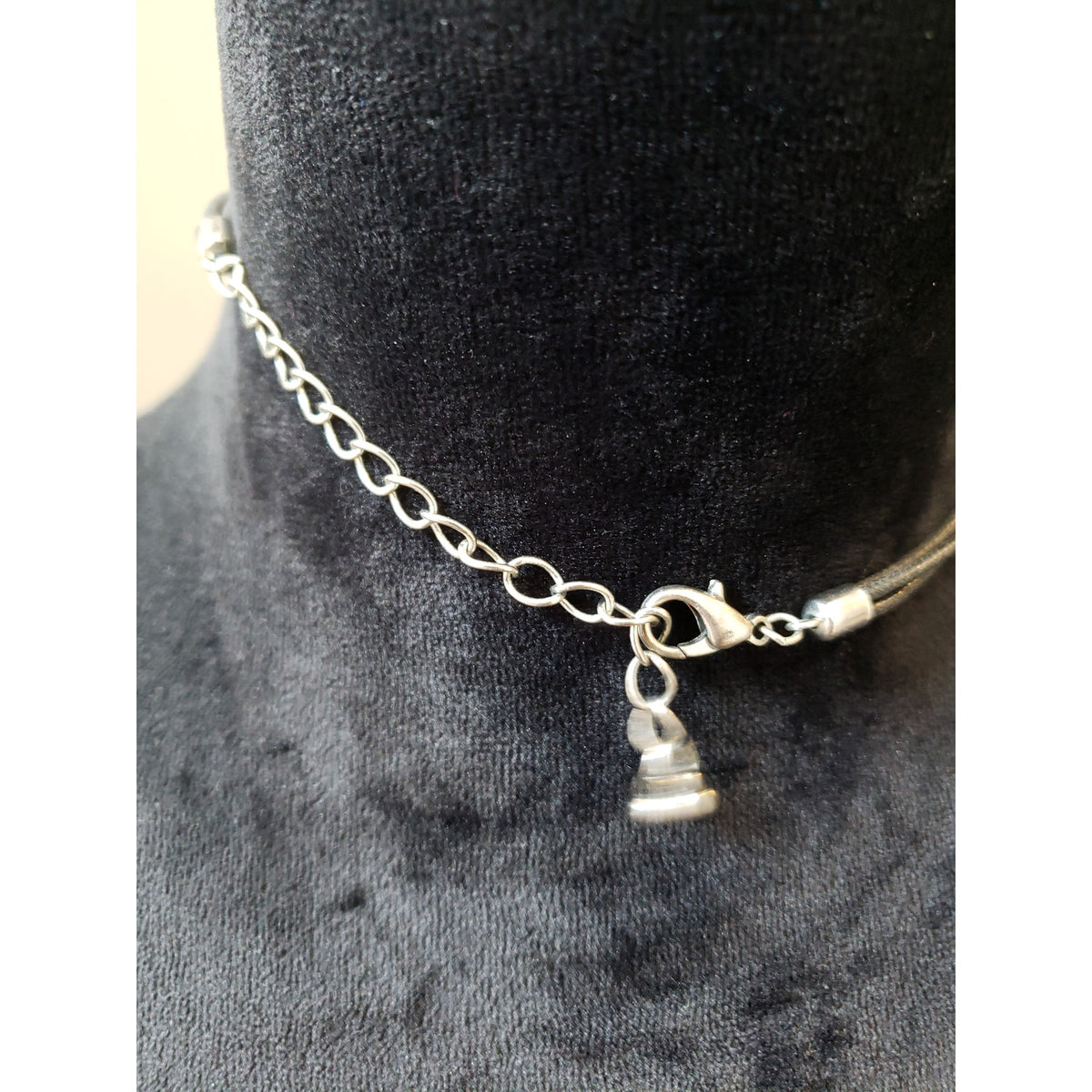 Women's Hammered Silver Tone Pendant Necklace Beaded Lobster Clasp Boho