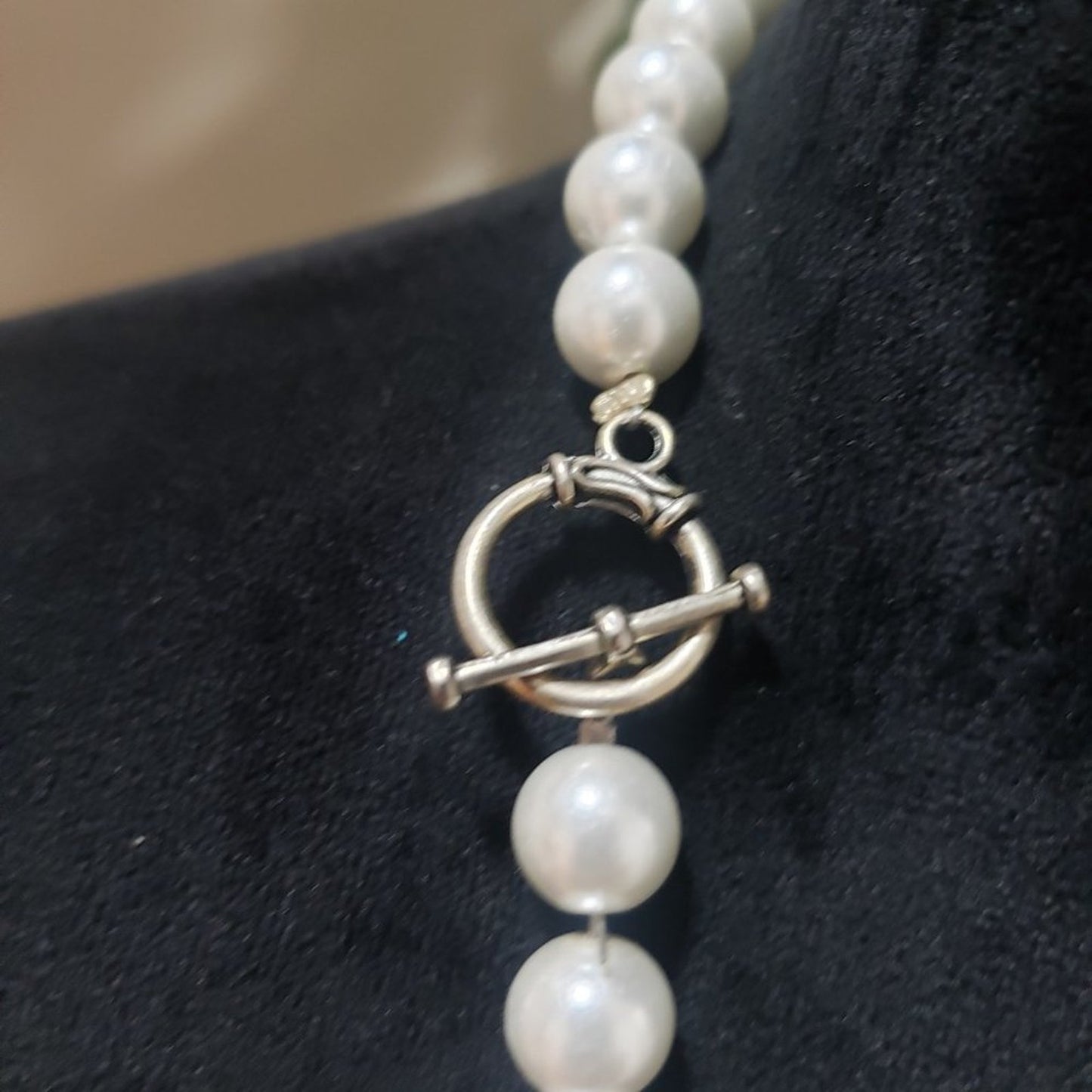 Womens Fashion Multi-Shaped Rhinestone Faux Pearl Beaded Long Necklace w/ Toggle