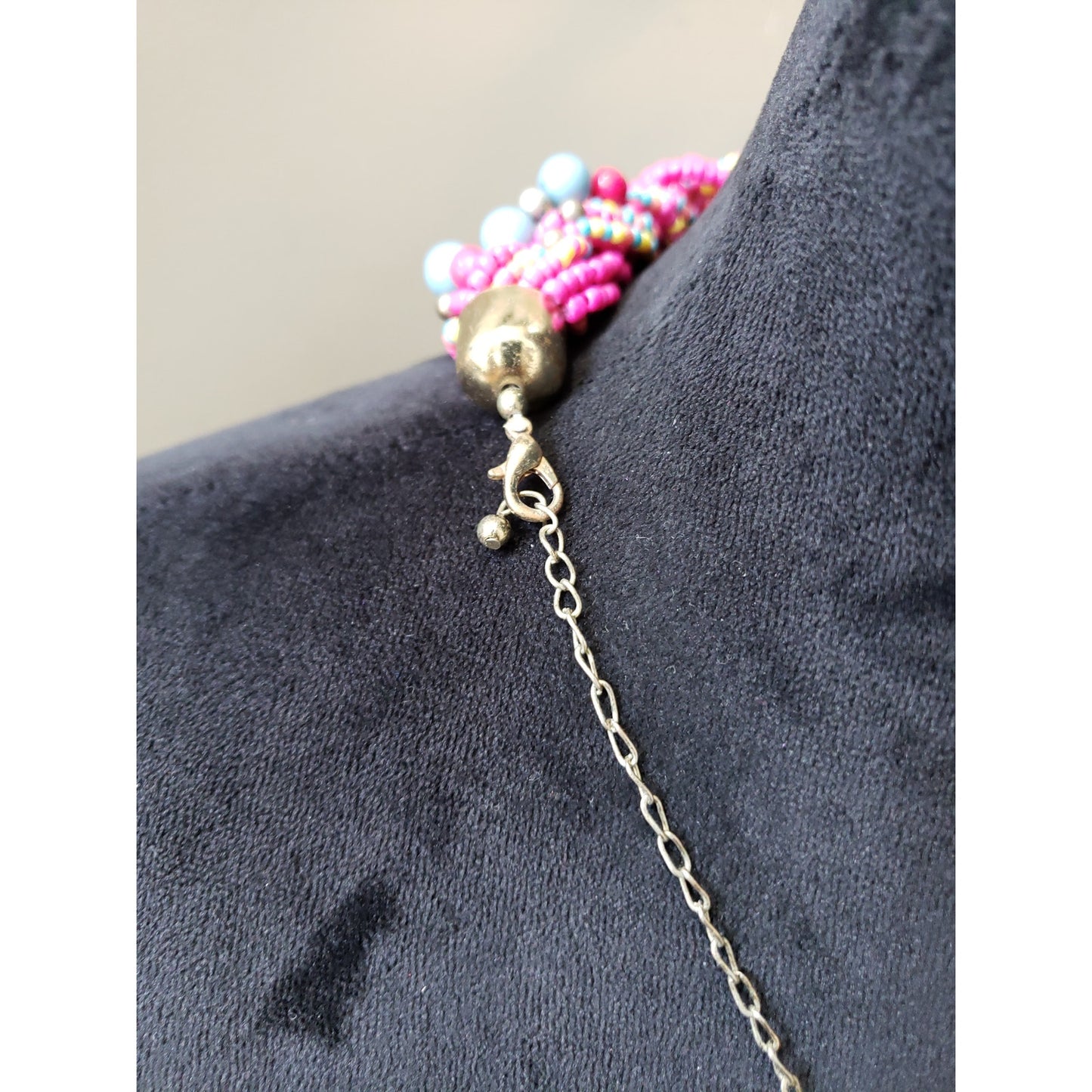 Women's Twisted Seed Bead Necklace Multicolor Bold Style Lobster Clasp