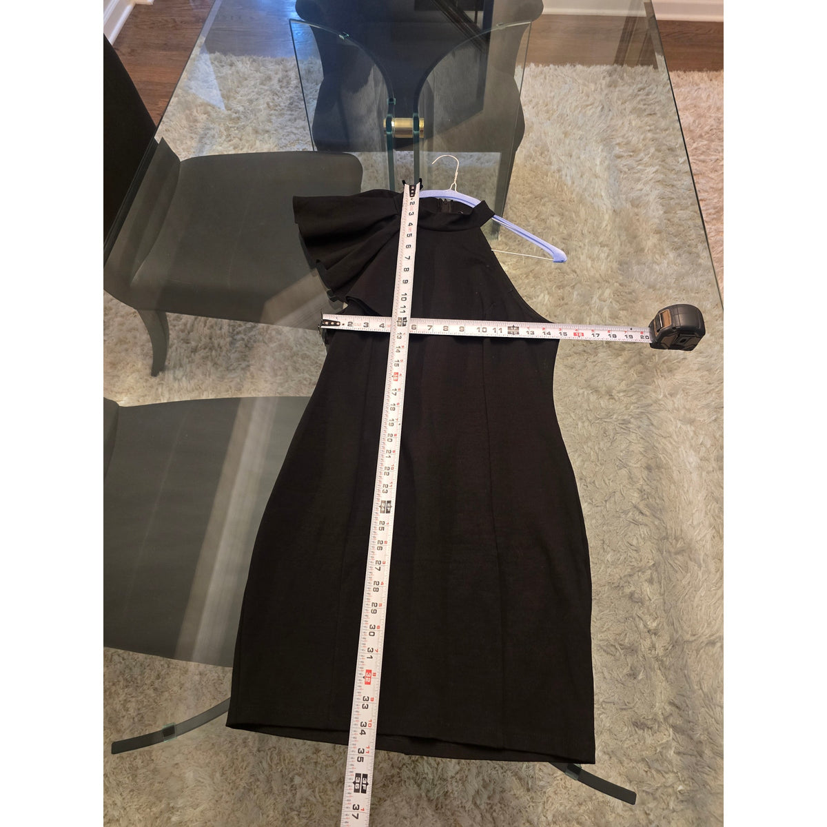 Fashion Nova Mini Dress Women's Chest SZ L Black One Shoulder Ruffle Mock Neck