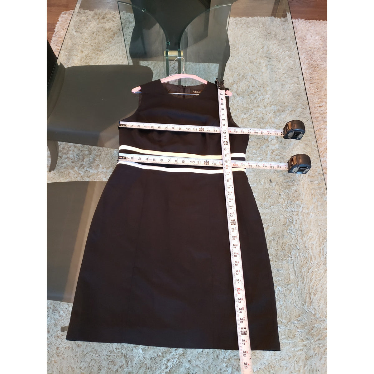 Black Label by Evan-Picone Dress Womens 12 Black White Sheath Career Office Lined