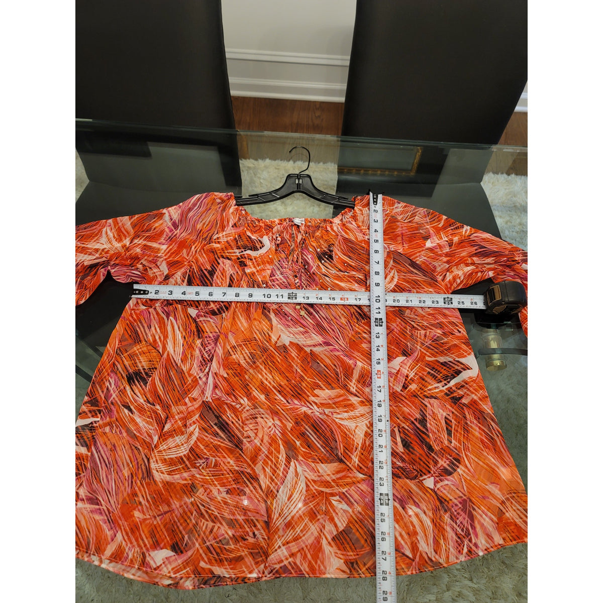 Jennifer Lopez Blouse Women's 2X Multi Floral Tie Boat Neck Raglan Sleeve Casual