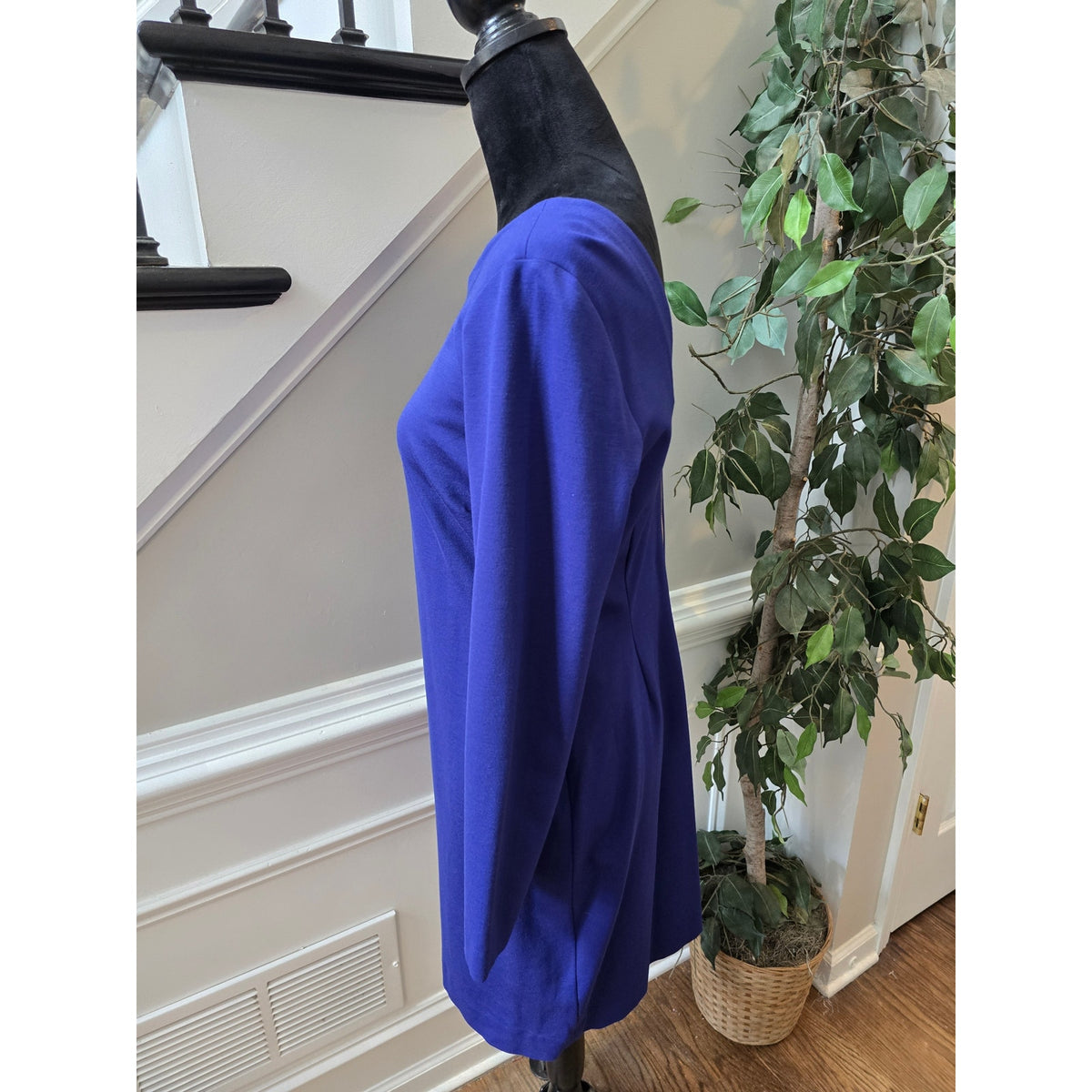 Banana Republic Sheath Dress 12P Royal Blue Ponte Knit Long Sleeve Casual Party