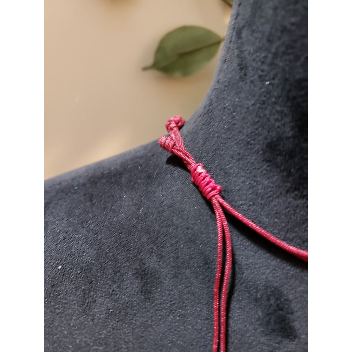 Womens Fashion Jasper Stone Red White Braided Rope Pendant Necklace Adjustable