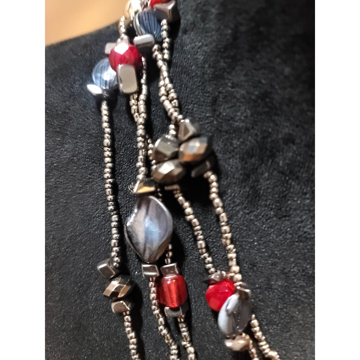 Women's Multicolor Beaded Layered Necklace Lobster Clasp Fashion Jewelry