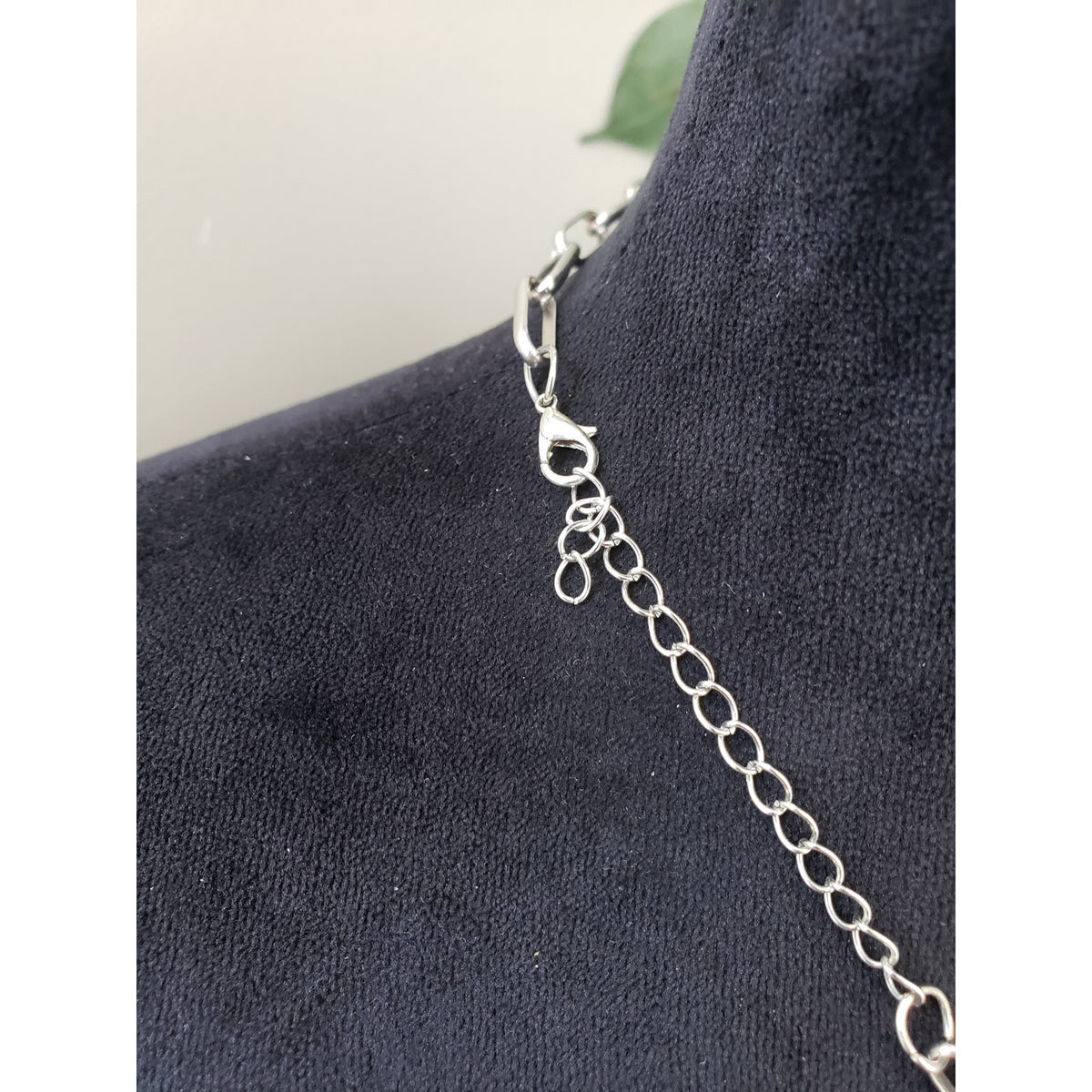 Womens Gray Silver & Black Chunky Beads Moonlight Stone Necklace with Lobster