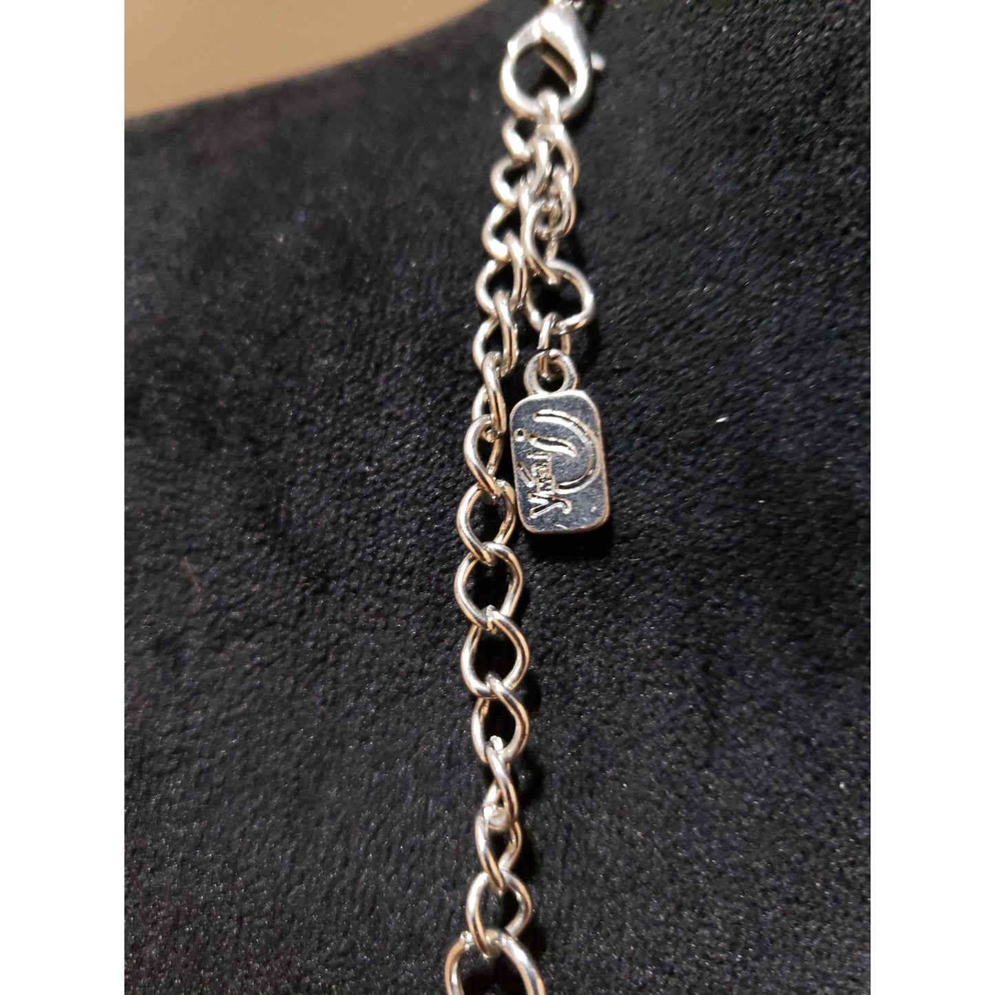 You & i Womens Silver Tone Multi Chains Black Ball Beaded Statement Necklace