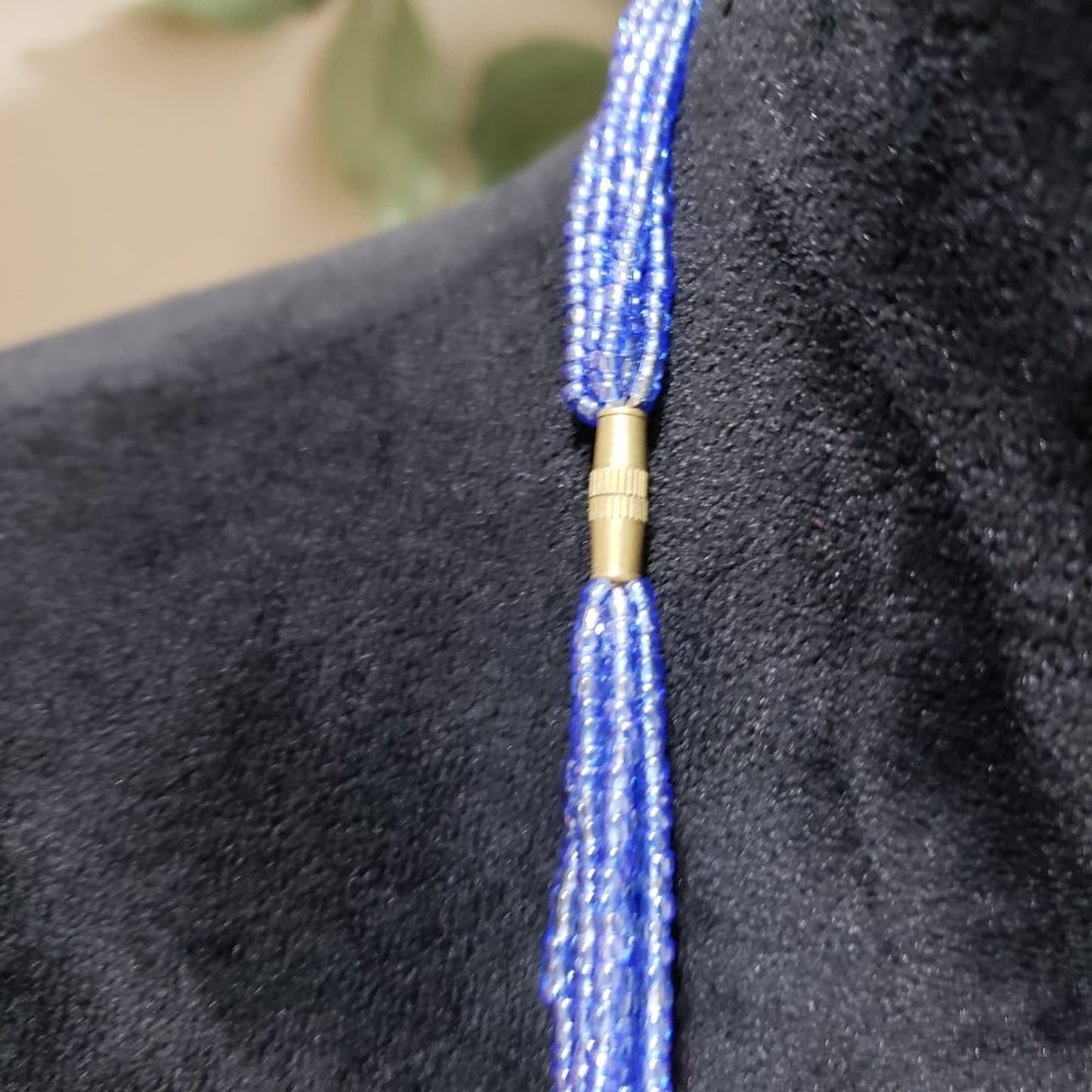Womens Fashion Chunky Multi Strand Elegant Blue Seed Beaded Big Pendant Necklace