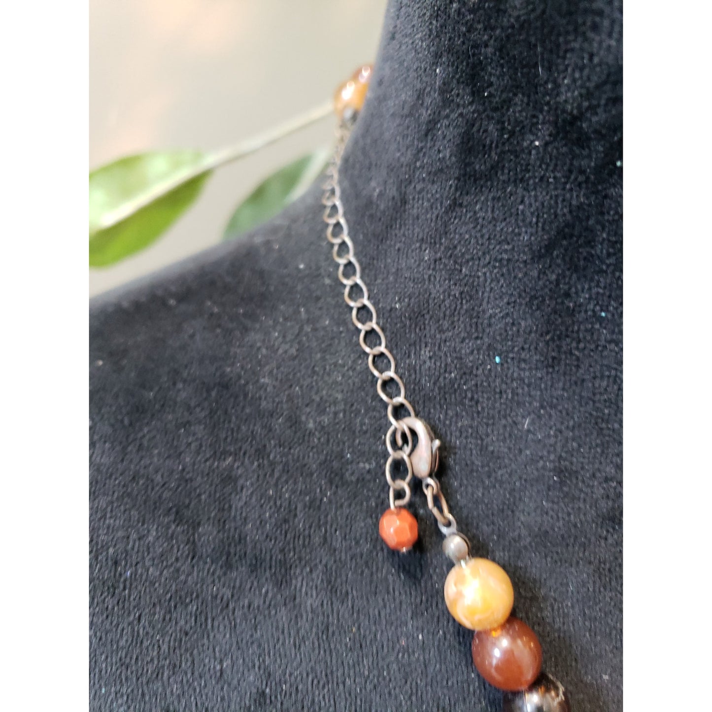 Womens Fashion Tribal Chunky Carnelian Coral Verde Marble Ornate Beads Necklace