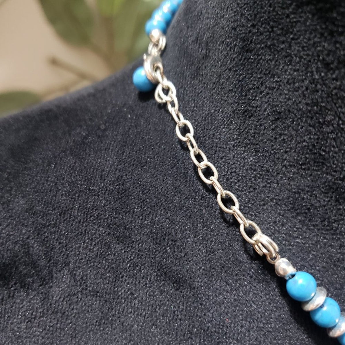 Women's Blue Round Shape Beaded Statement with Lobster Clasp Necklace