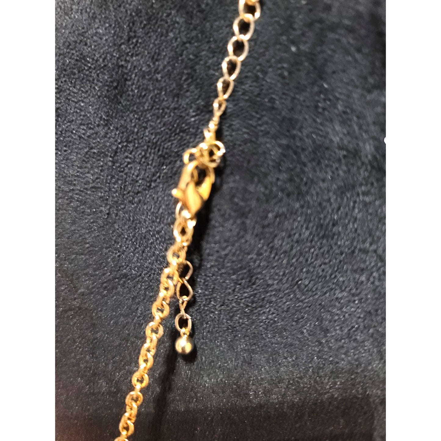 Women's Gold Tone Necklace Blue Faceted Pendant Lobster Clasp Fashion Jewelry
