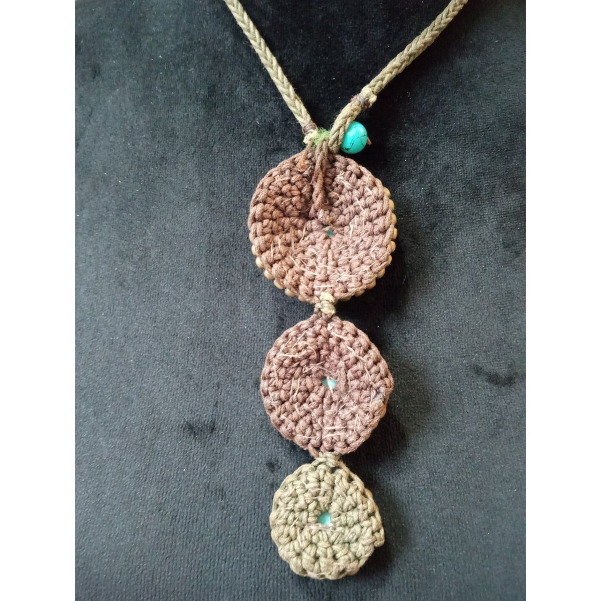 Gold Tone Triple Turquoise Medallion Pendant Necklace Boho Southwestern Style