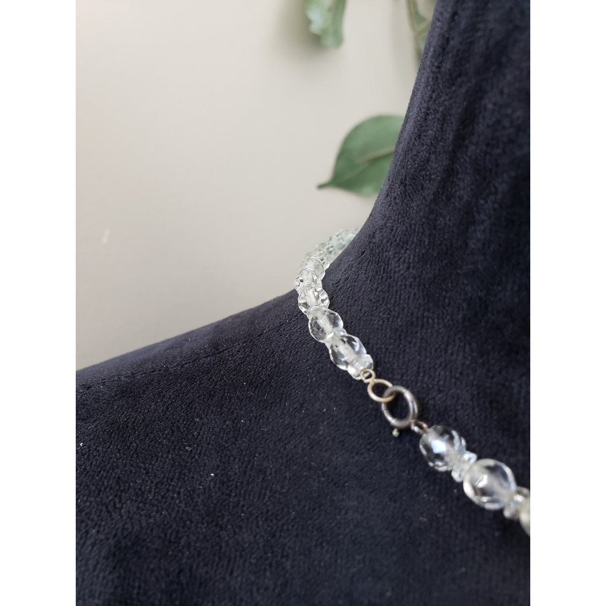 Womens Clear Faceted Large Glass Beads Necklace Jewelry with Spring Ring Clasp