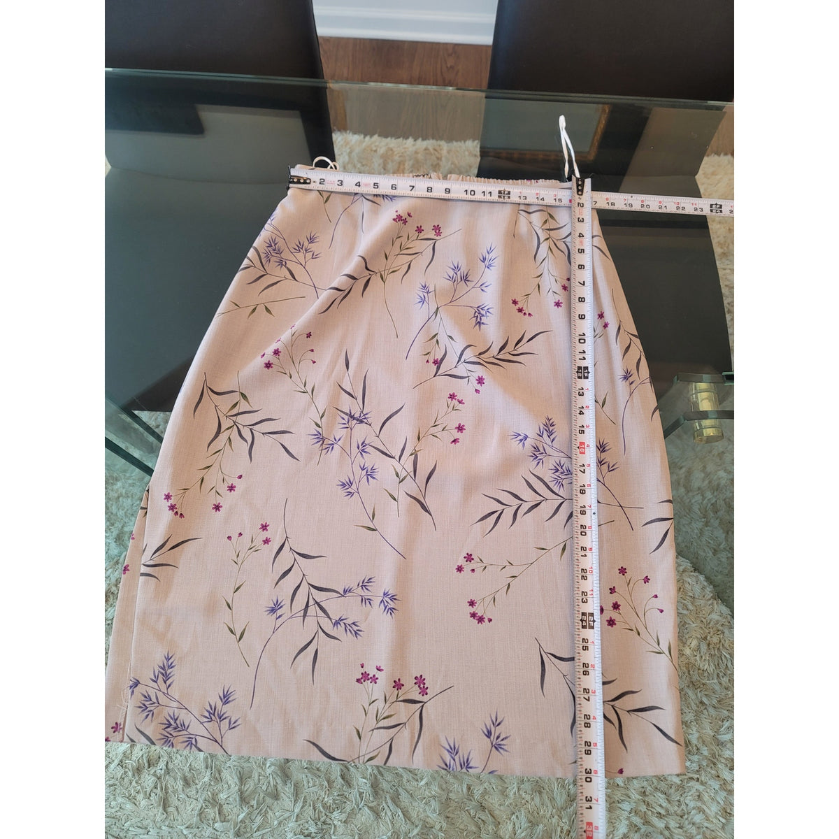 Danny & Nicole Skirt Suit Womens SZ 18 Beige Floral 3/4 Sleeves Blazer Side Slit