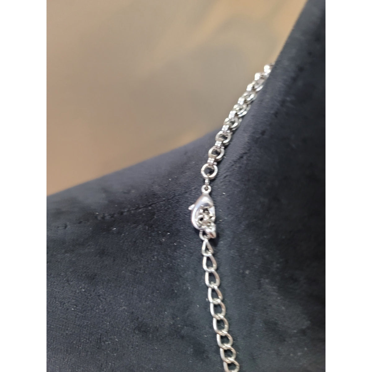 Women's Statement Blue Glass Bead Necklace Chunky Silver Chain Trendy Jewelry