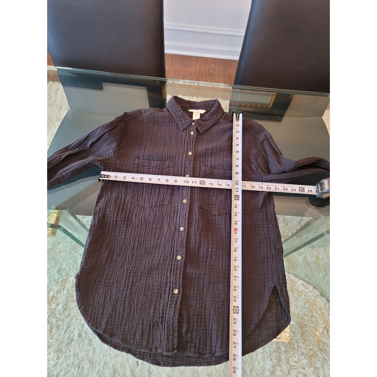 H&M Blouse Women’s Size Medium Black Button Up Shirt Long Sleeve Casual Top