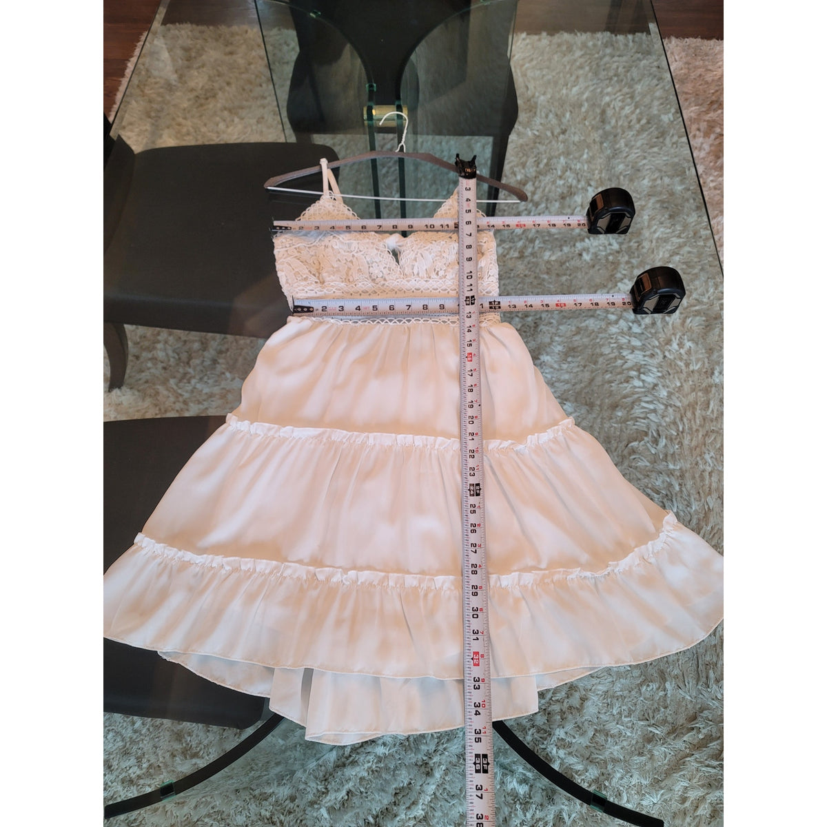Ecowish Sundress Women Size L White Lace Tiered Sleeveless Summer Beach Casual