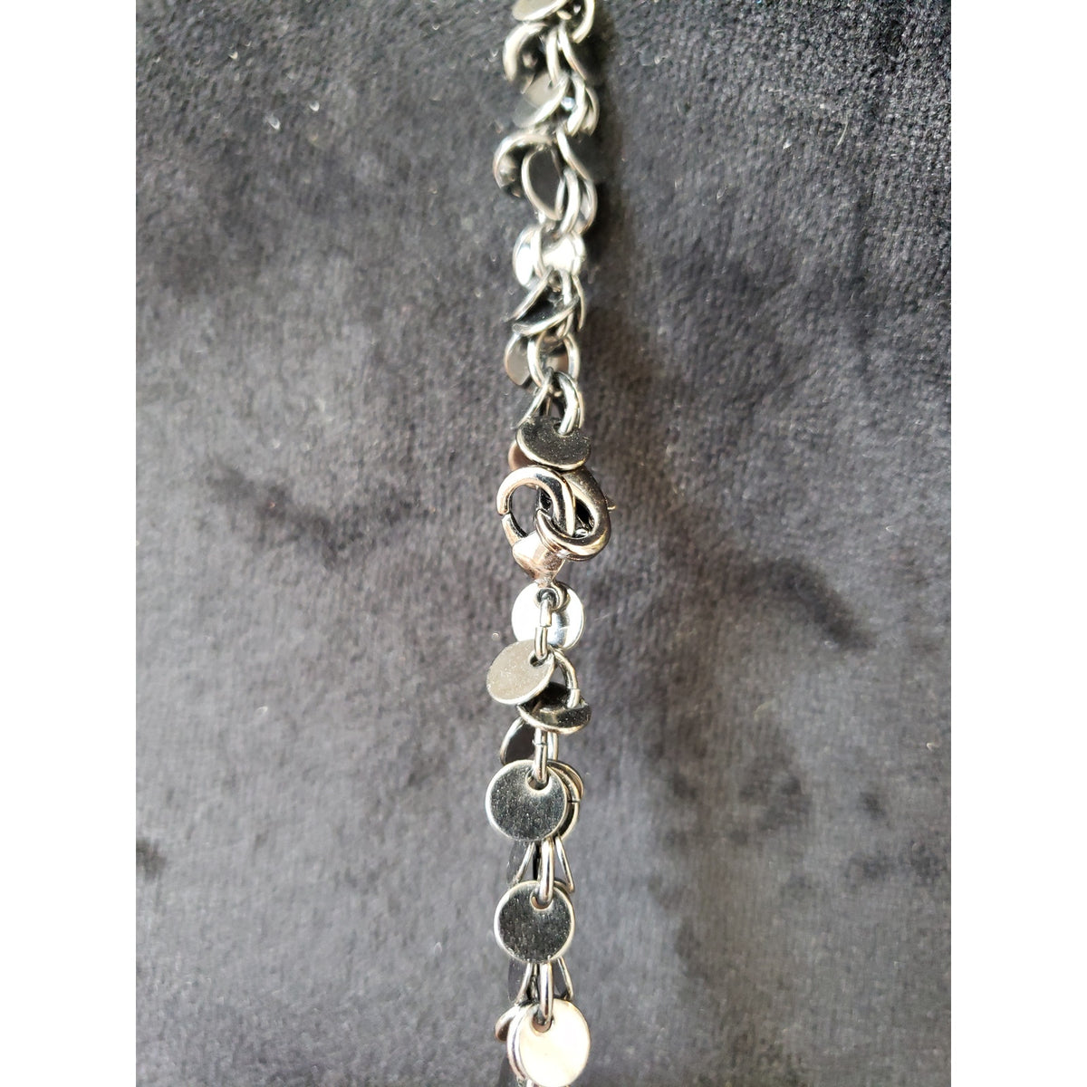 Womens Fashion Silver Tone Small Discs Link Chain Long Necklace w/ Lobster Clasp
