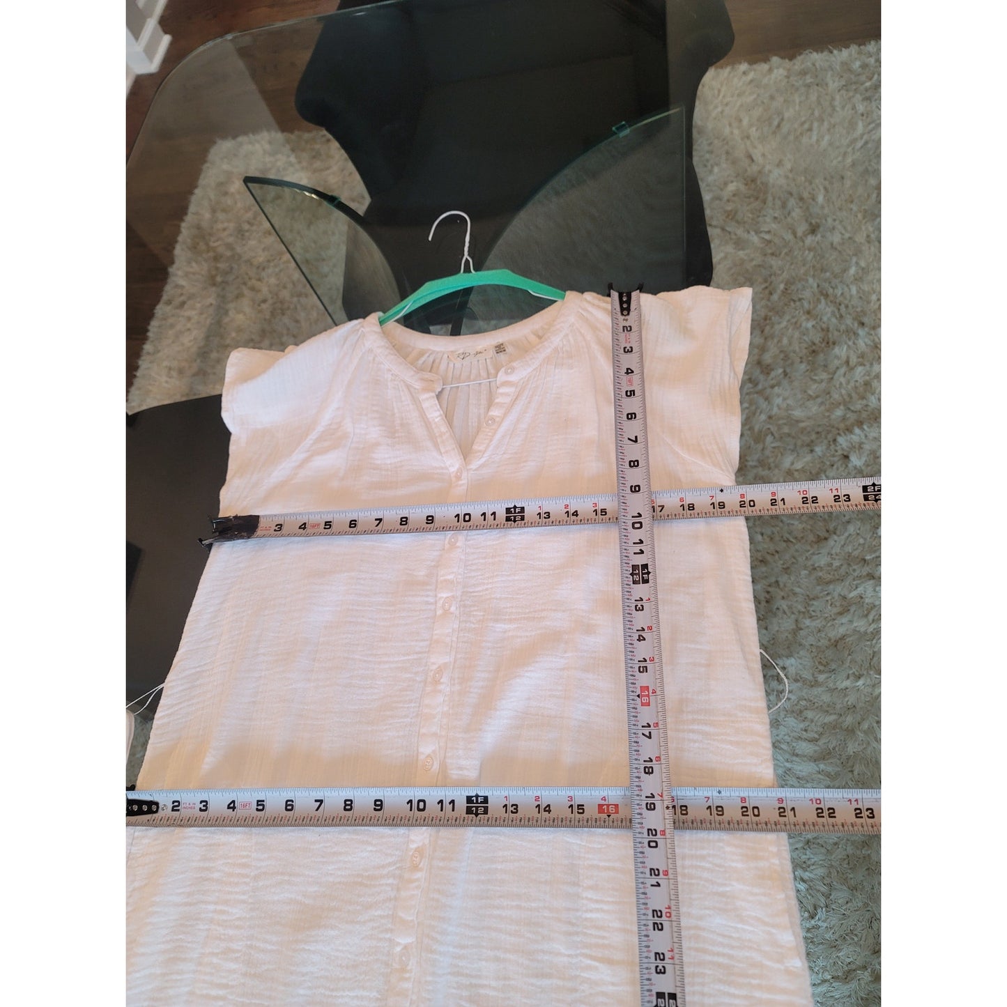 RD Style Button Down Dress Women Medium White Cotton Lightweight Casual