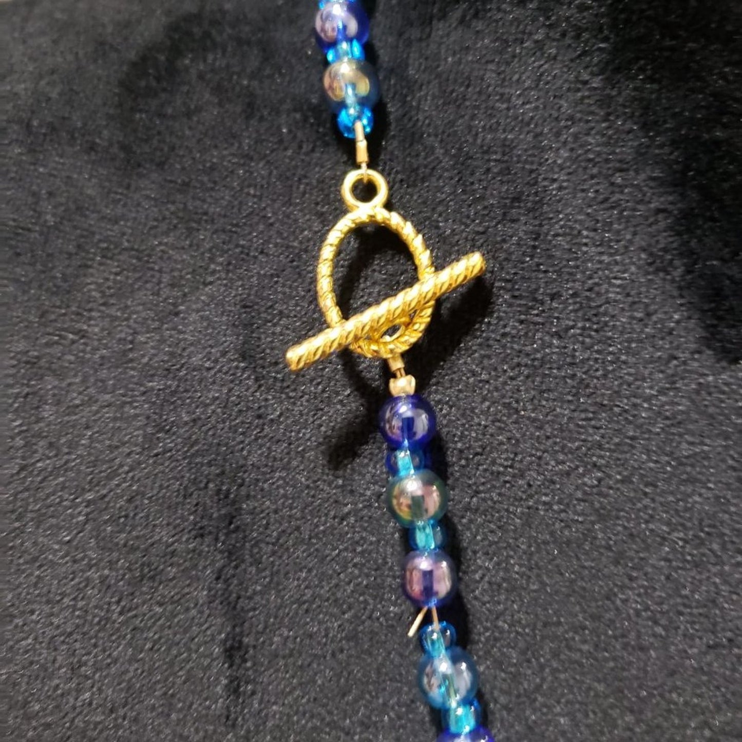 Women Fashion Murano Glass Charm Multi Beaded Long Necklace with Toggle Clasp