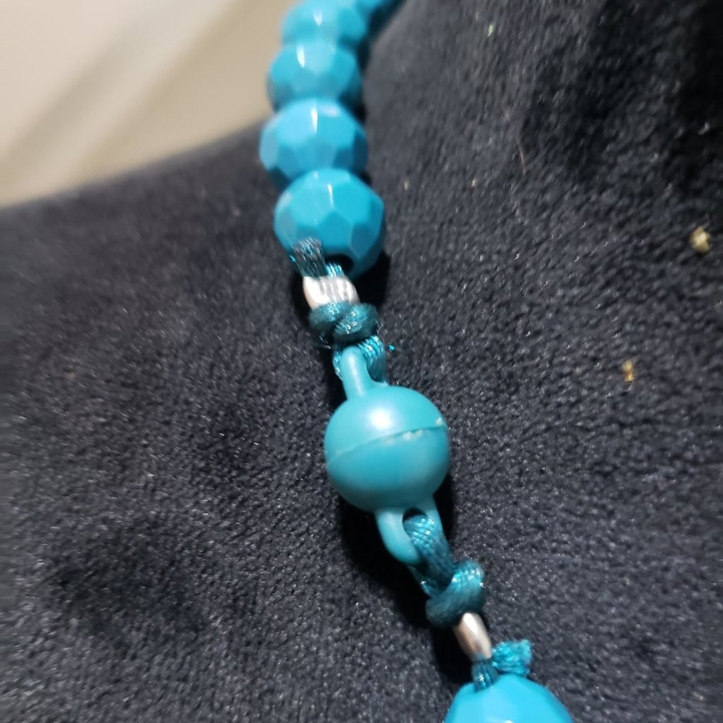 Women's Fashion Blue Turquoise Stone Beaded Big Heart Pendant Necklace