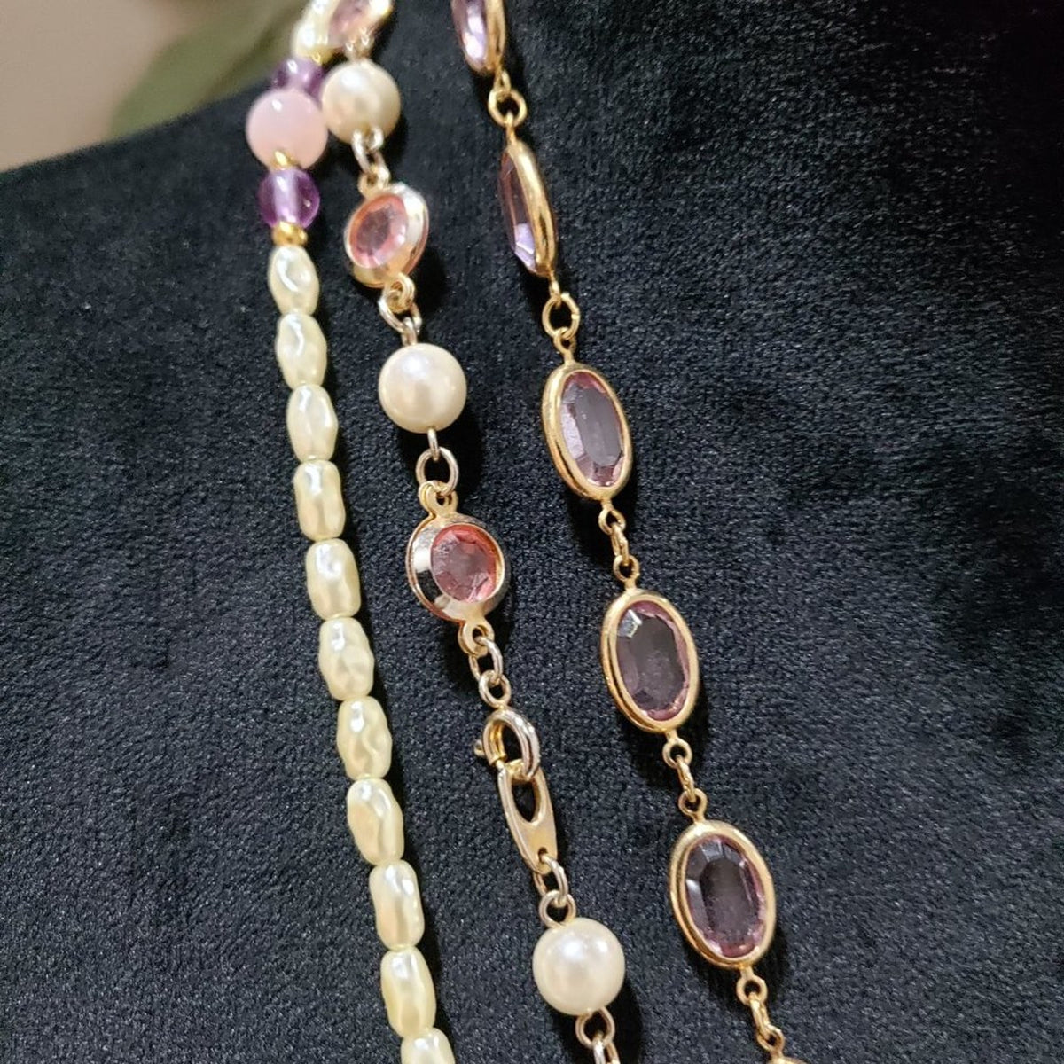 Womens Fashion Multicolor Glass Beaded Long Collar Necklace with Lobster Clasp
