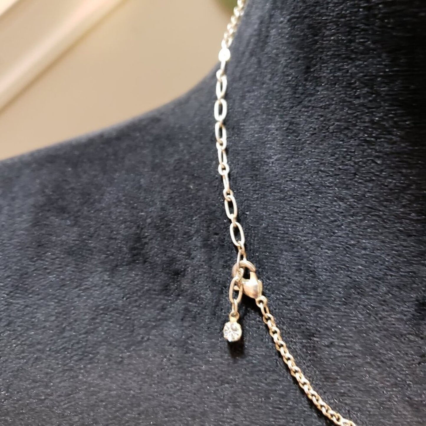 Womens Rhinestone Gold Tone Drop Cubic Zirconia Pendant Necklace Lobster Clasp