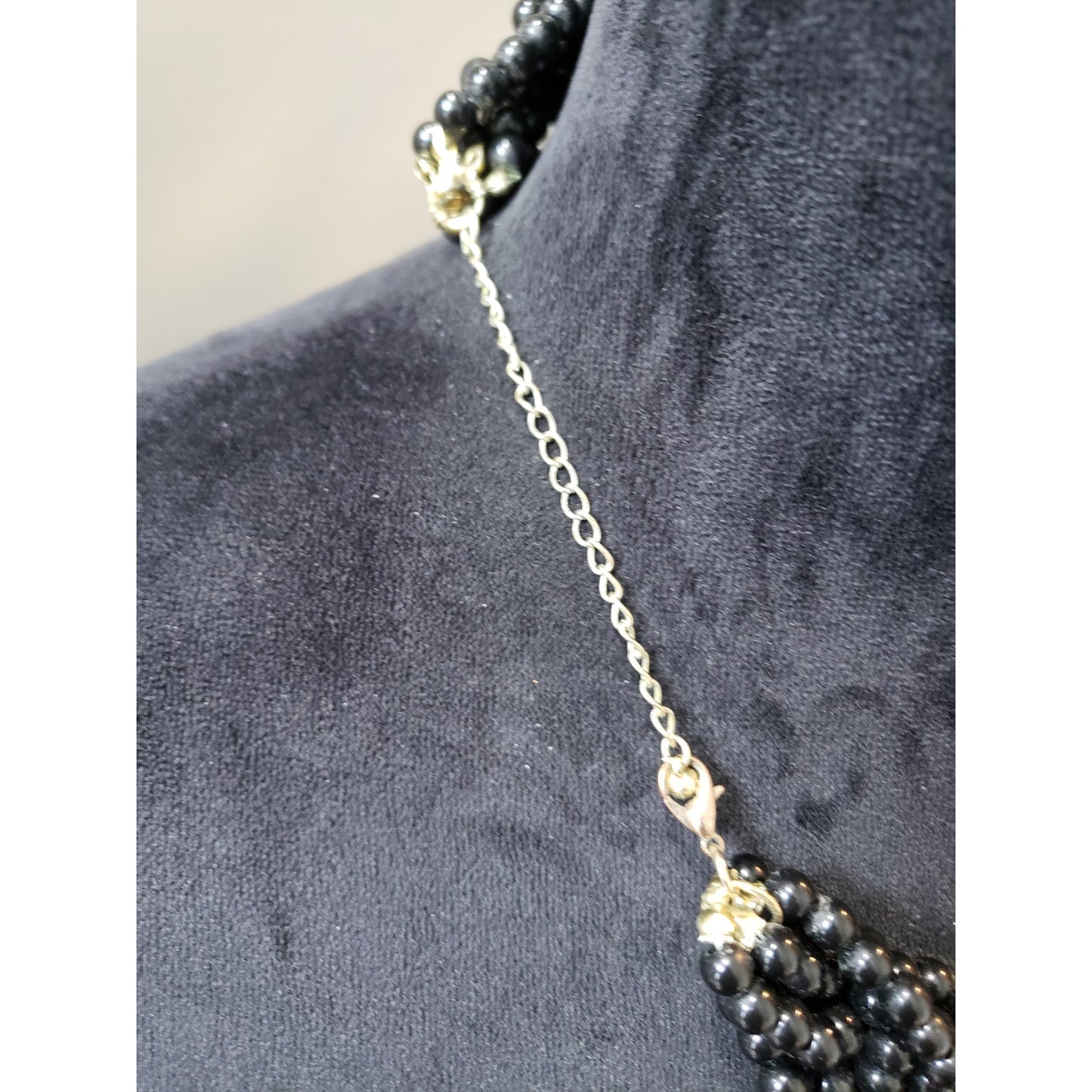 Women's Statement Necklace Black Multi Strand Beads Lobster Clasp Jewelry