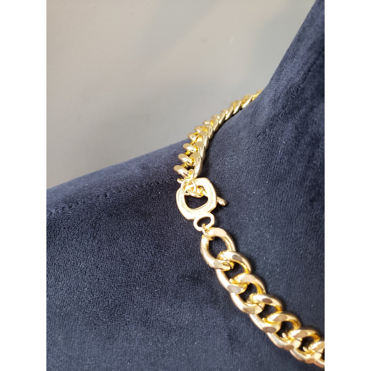 Gold Tone Curb Chain Necklace Thick Cuban Link Jewelry Necklace