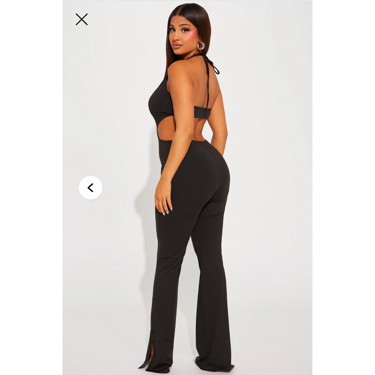 Fashion Nova Jumpsuit Women's Size L Black Halter Neck Cut-Out Romper