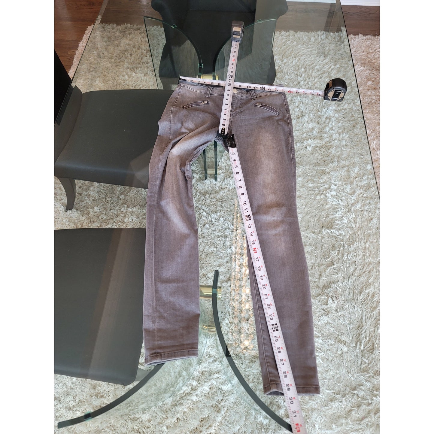 Cabi Skinny Jeans Women's Size 4 Gray Cotton Blend Zipper Stretch Lightweight