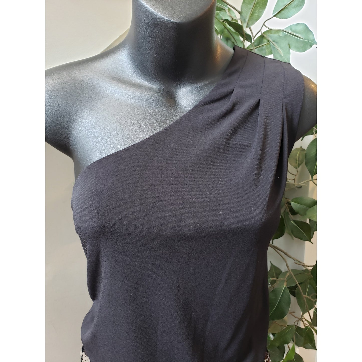 Way-In Clothing Co. Party Dress Womens Small Black Silver Sequins One Shoulder