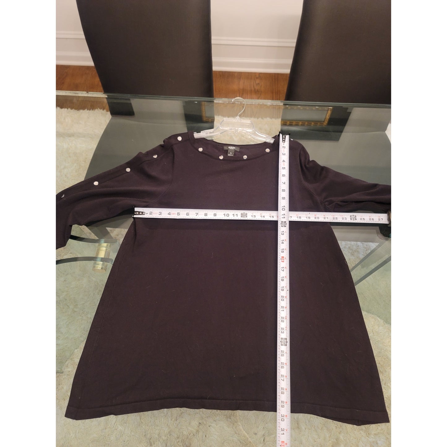 Alfani Sweater Women's Size 2X Black Long Sleeve Pullover with Button Detail