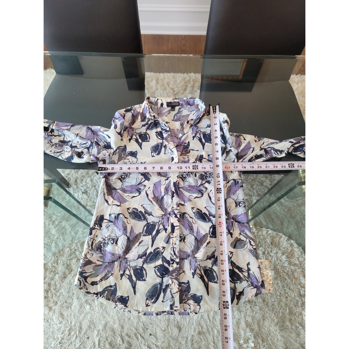 The Limited Button Up Blouse Women's Small Multicolor Floral Long Sleeve Stretch