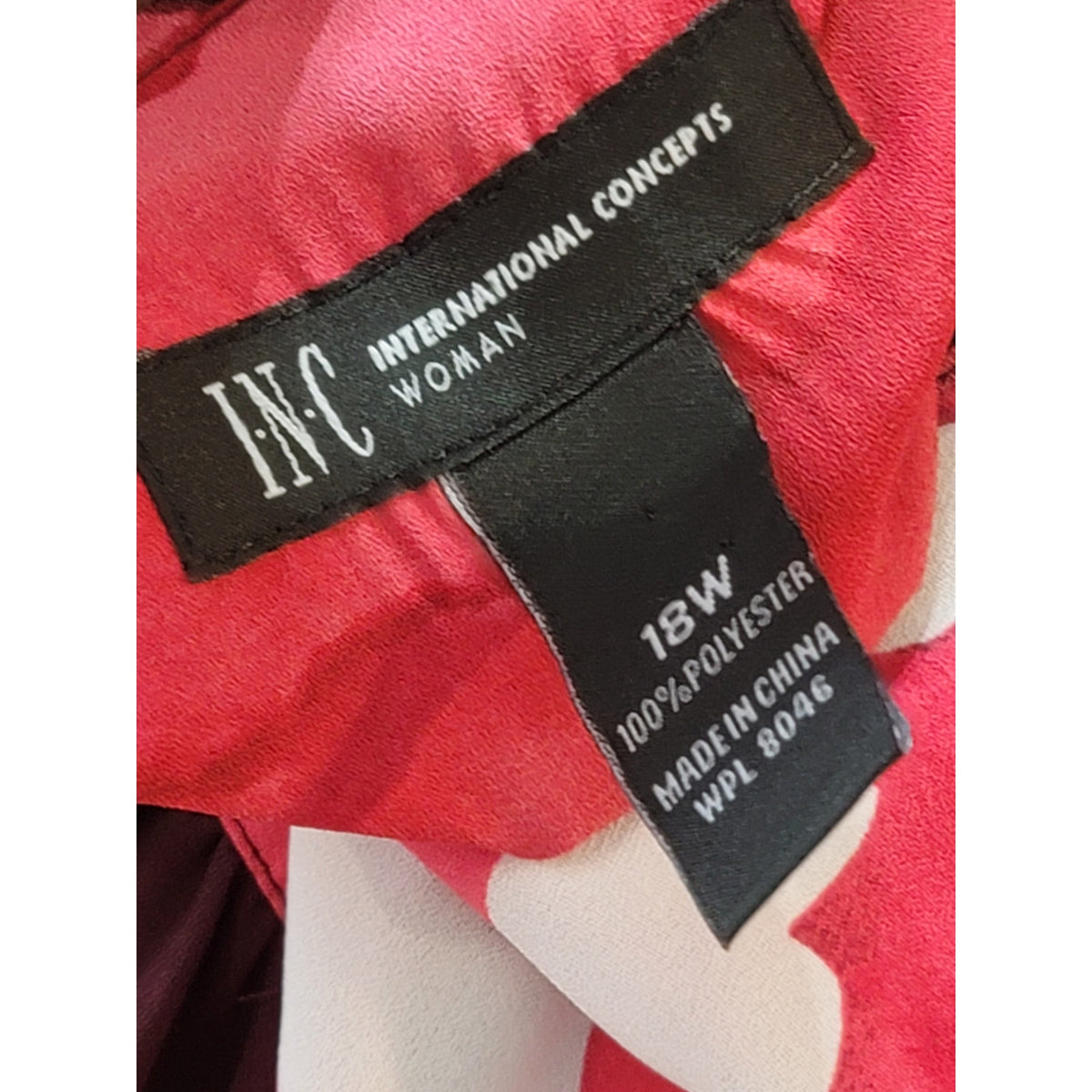 INC International Concepts Top Women's 18 Burgundy Floral V-Neck Zip Up Pullover