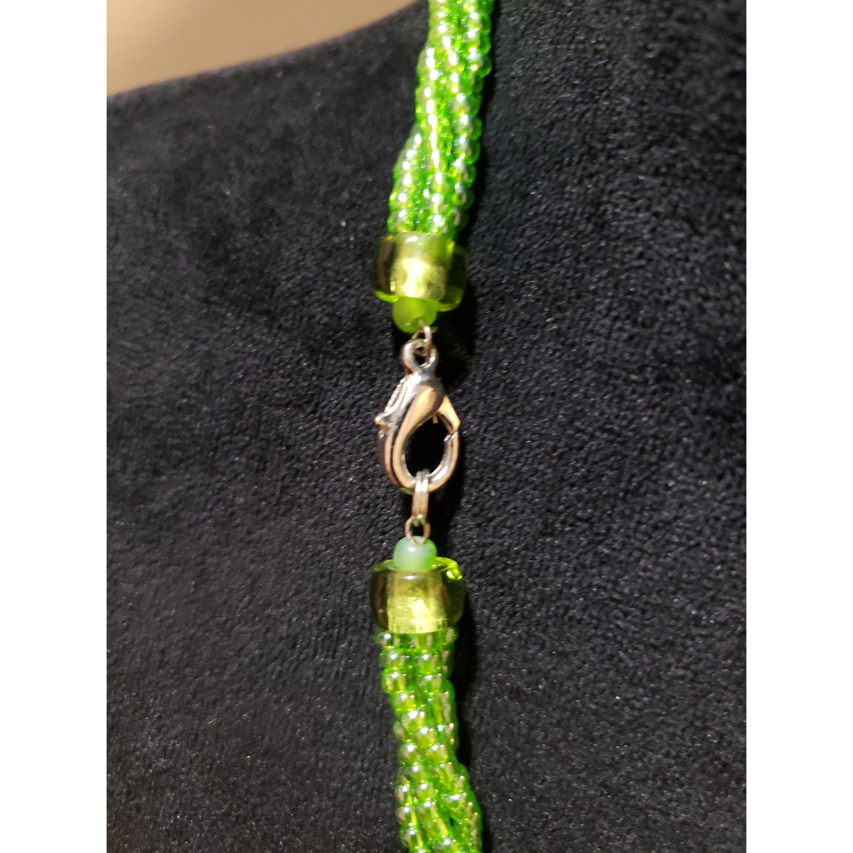Womens Fashion Multistrand Lime Green Glass Beads Necklace Jewelry with Lobster