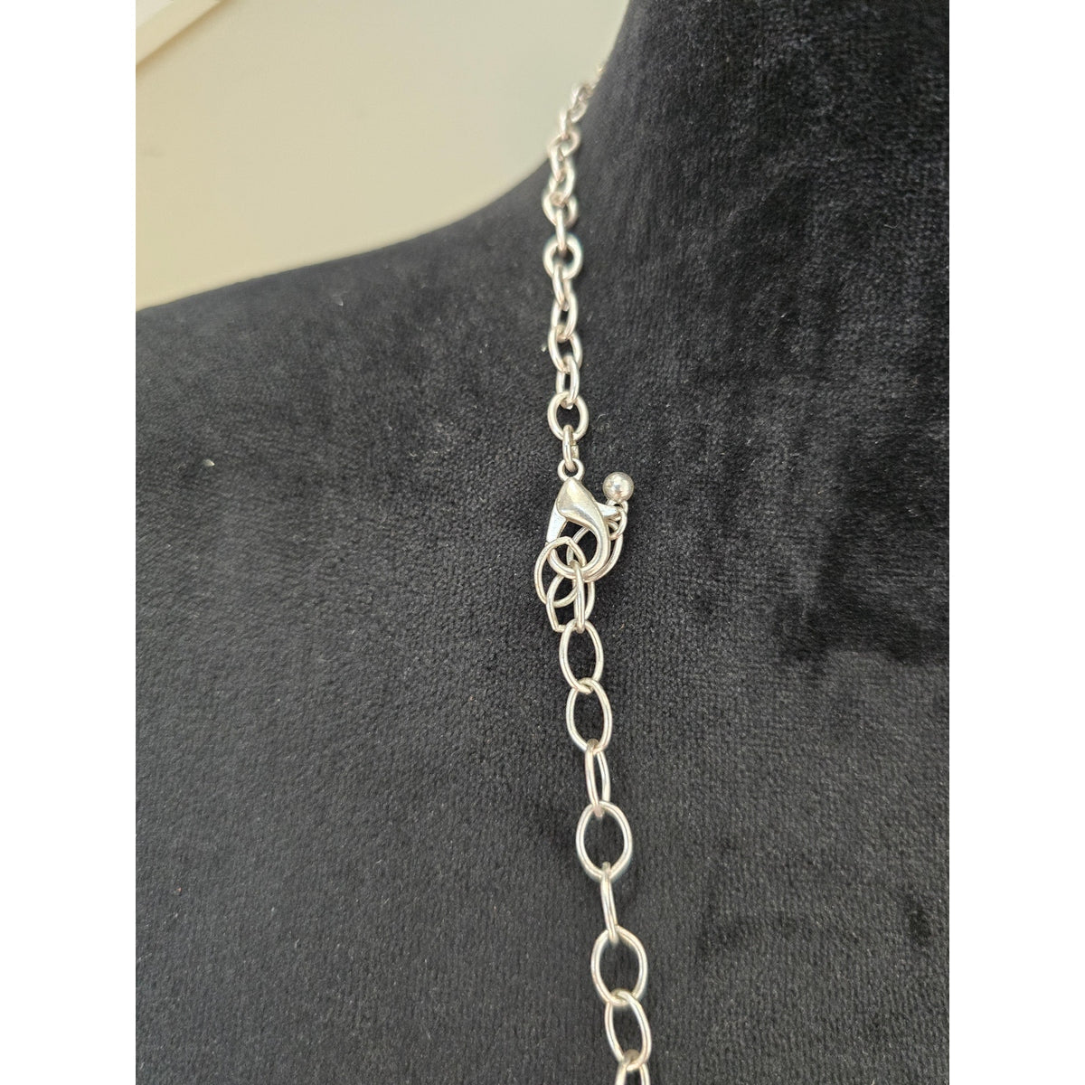 Long Silver Tone Double Disc Pendant Necklace Tassel Dangle