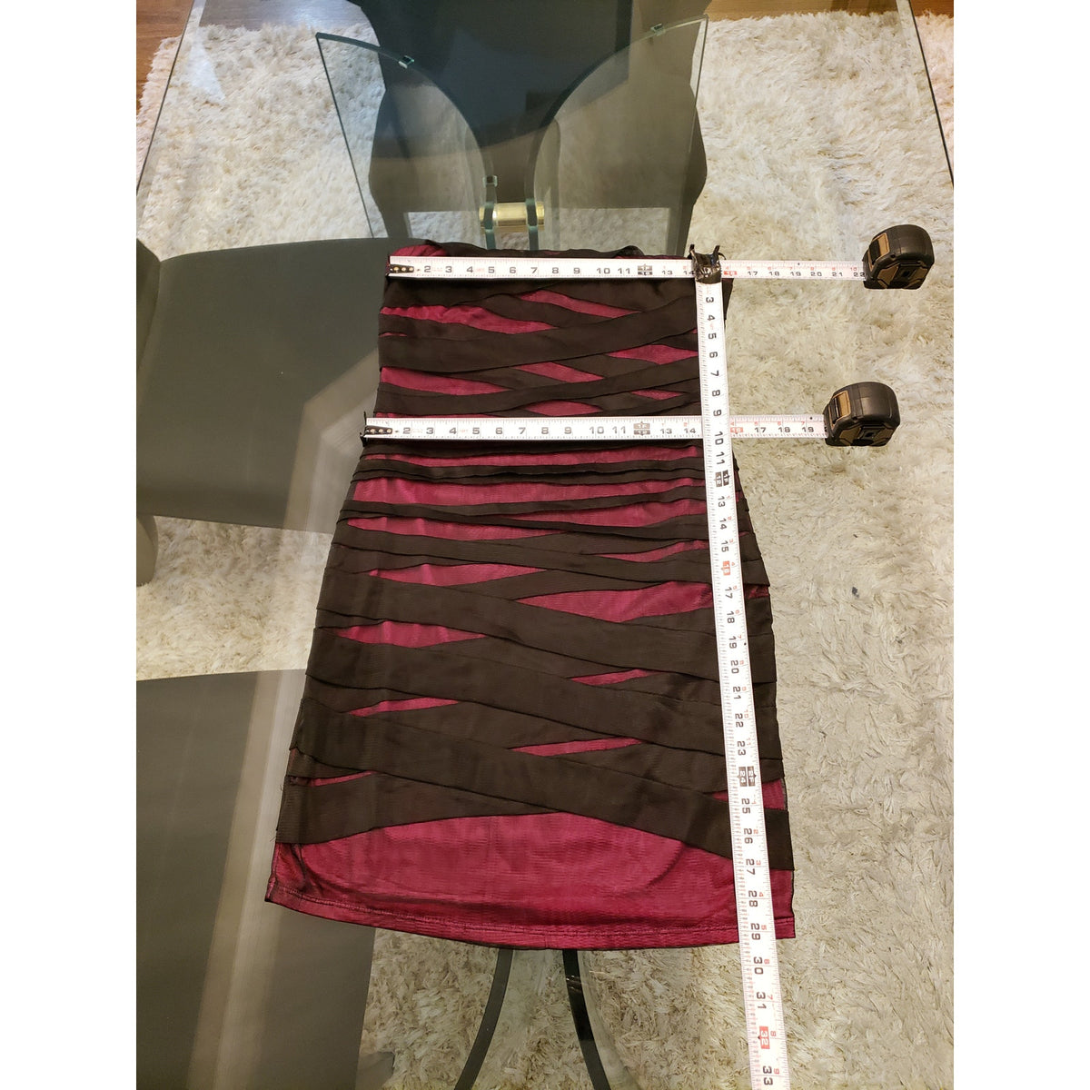 Forever 21 Strapless Dress Womens 1X Purple Black Bodycon Party Mini Plus