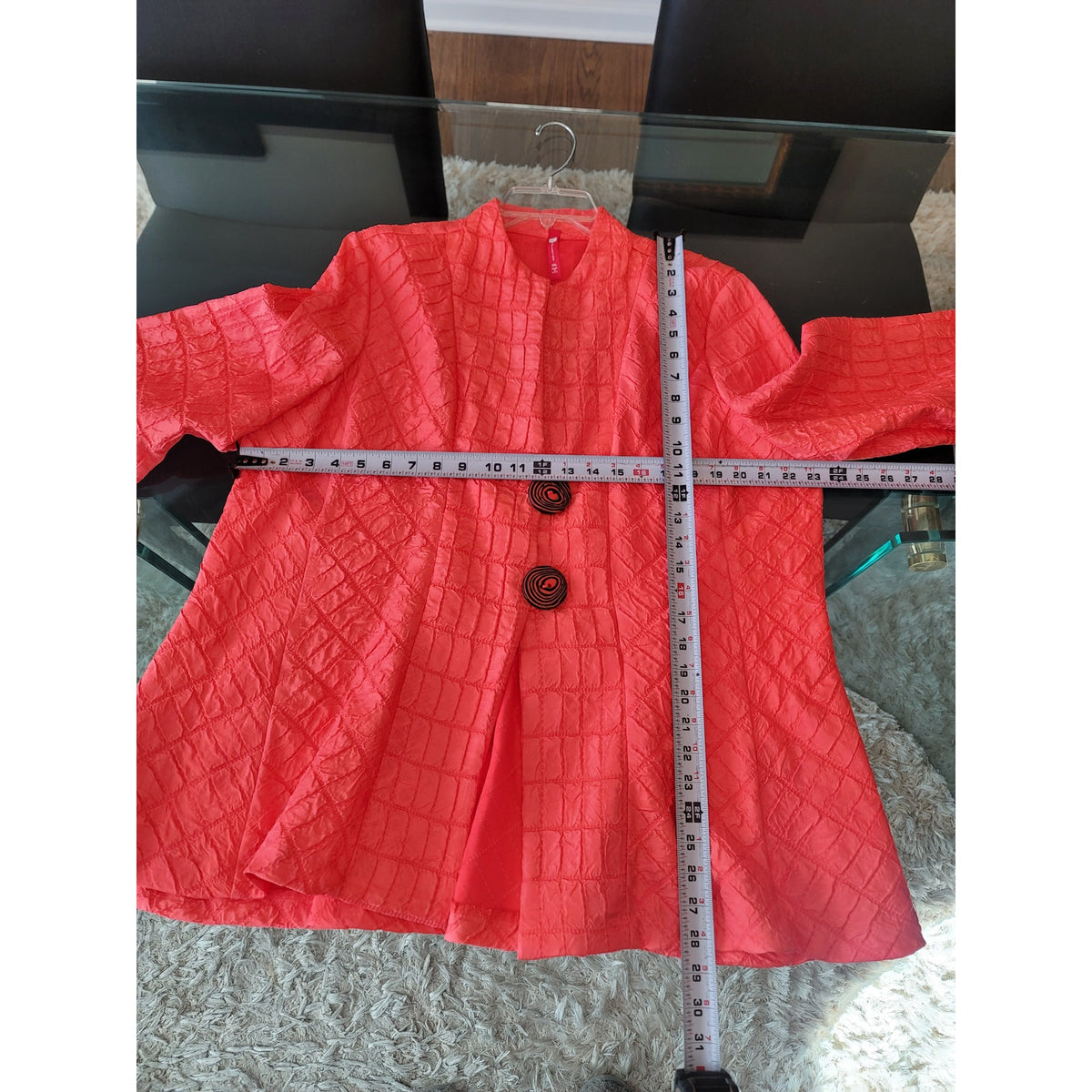 IC Collection Shirt Jacket Women's SZ XXL Coral Button Front Cuff Sleeve
