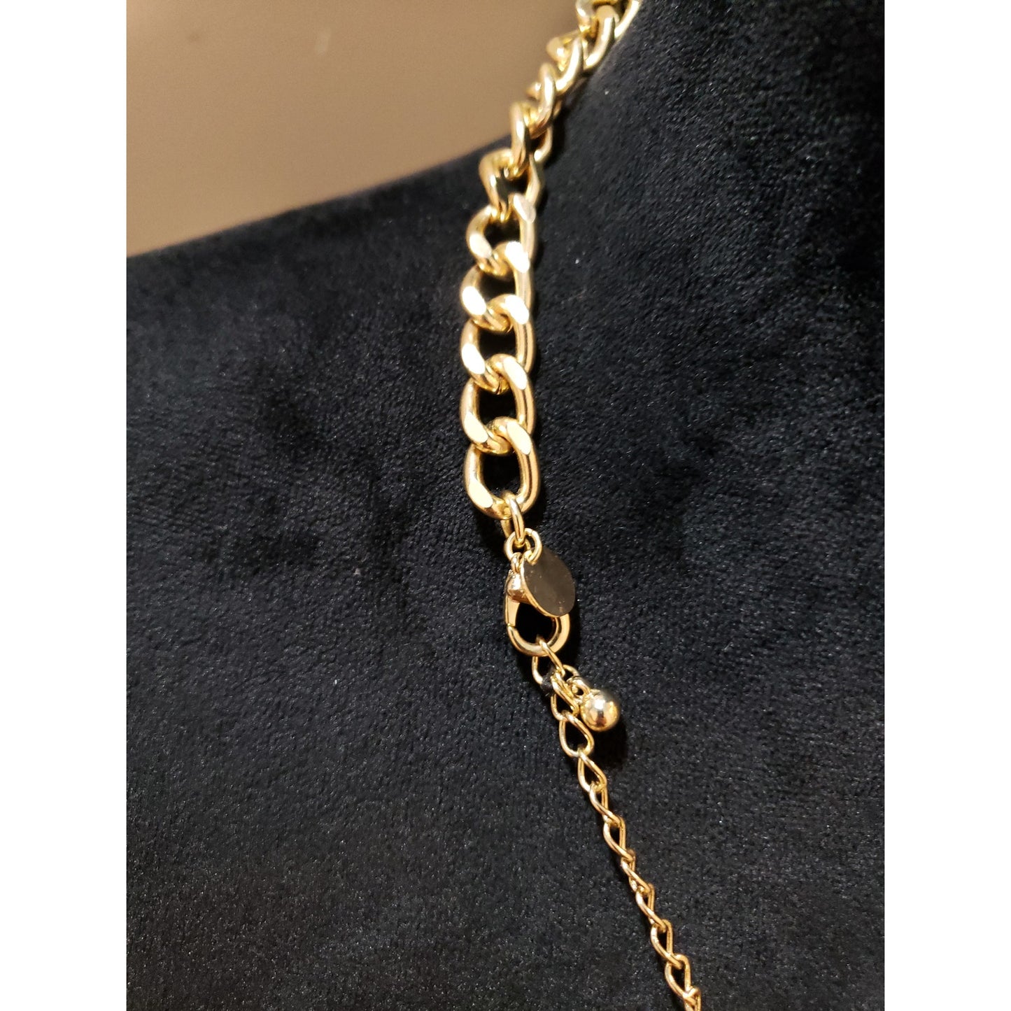 Women Gold Tone 3 Strand Olive Faux Pearls Coins Drop Statement Necklace Jewelry